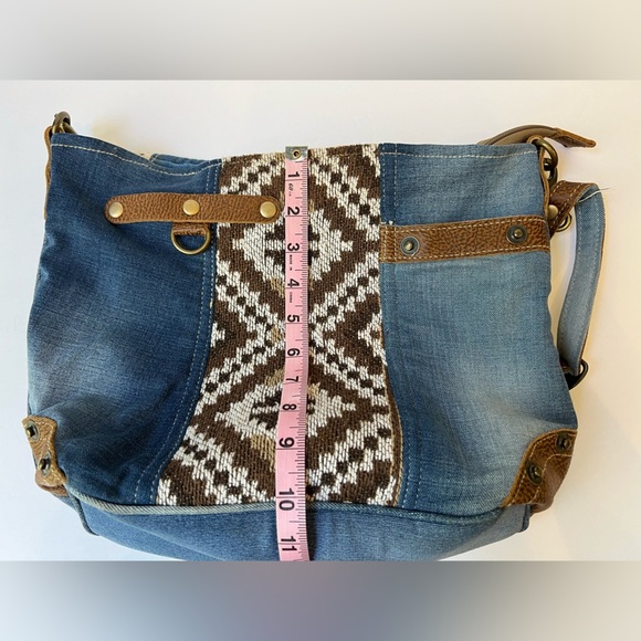 Myra Bag Denim Western Aztec Shoulder Bag - Picture 3 of 13